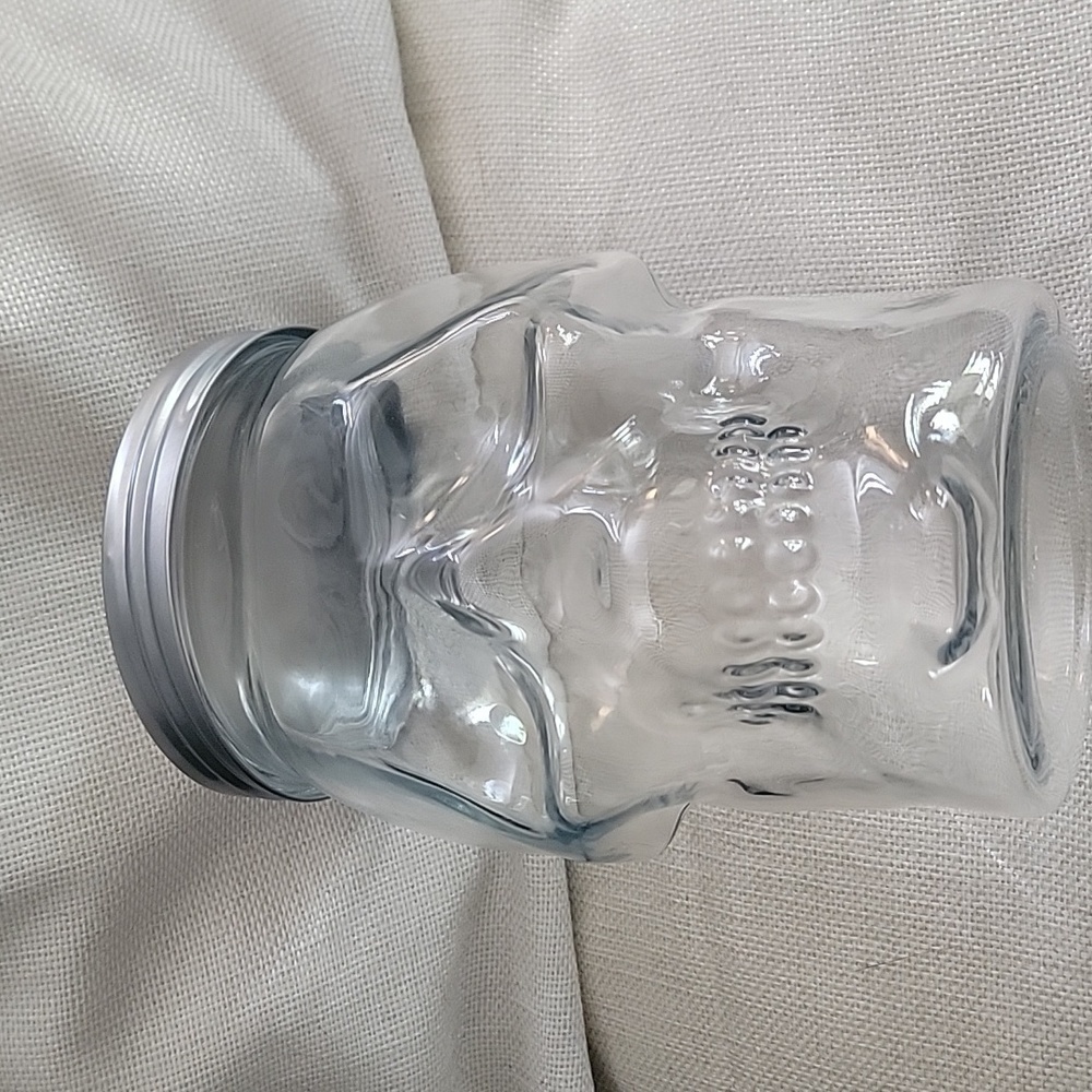 Clear glass skull container. Thick Glass